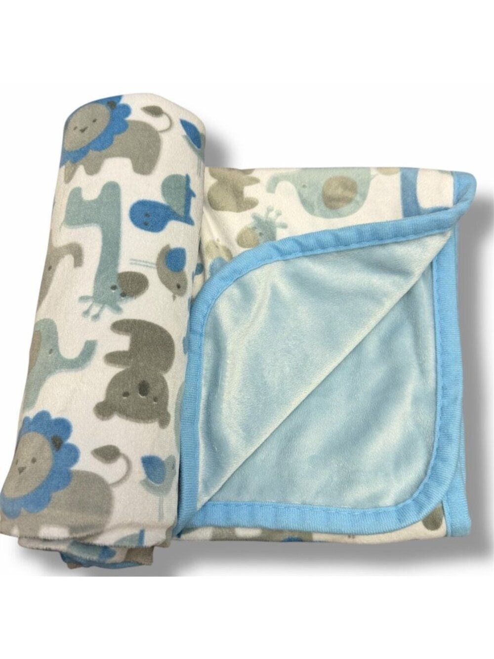 Baby Blue Jungle Theme Blanket